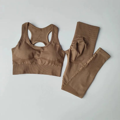 Seamless Women's Fitness Tracksuit – Sports Bra & High-Waisted Leggings Set for Yoga, Gym & Everyday Athleisure