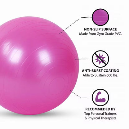 PVC Fitness Yoga Ball – Thickened Explosion-Proof Exercise Ball for Home, Gym, Pilates & Balance Training