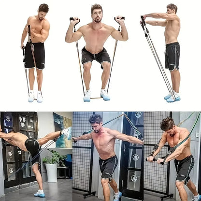 11pcs TPE Resistance Bands Set – Complete Workout Kit with Door Anchor, Handles, Ankle Straps & Carry Bag