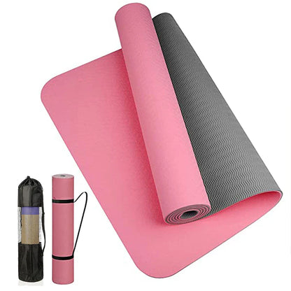 Thick Two-Color TPE Yoga Mat – Non-Slip, Eco-Friendly, Odorless Mat for Home Workouts, Yoga, Pilates & Stretching
