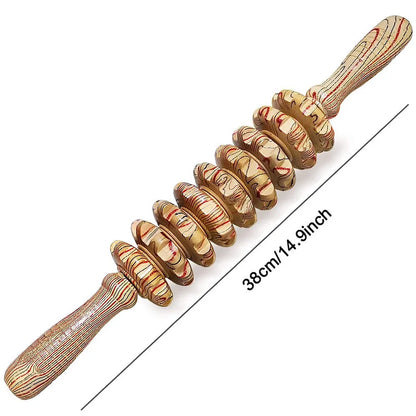 9-Roller Wooden Handheld Massage Stick – Deep Tissue Trigger Point Massager for Cellulite, Tension & Full-Body Pain Relief