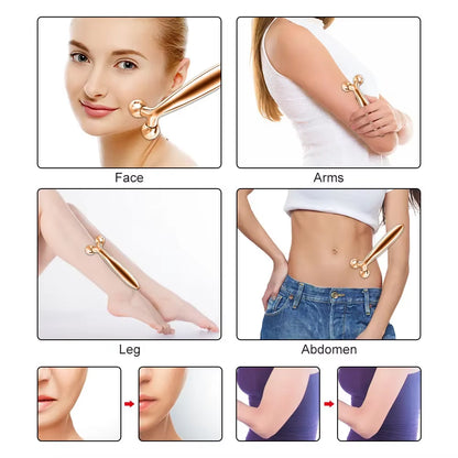 Y-Shape 3D Roller Face & Neck Massager + Guasha Scraper Set – 360° Rotating Skin Lifting & Wrinkle Remover Tool