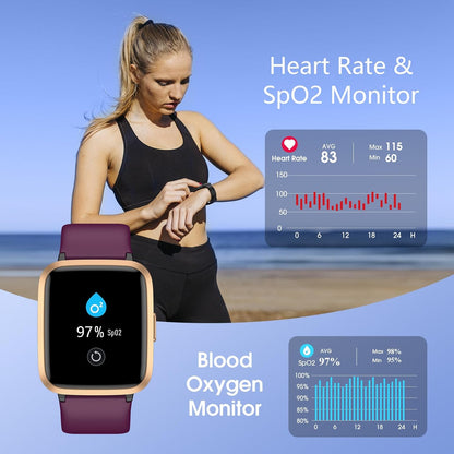 Smart Watch, Touchscreen Fitness Tracker with Heart Rate & Spo2 Monitor, Sleep Tracking, IP68 Waterproof Pedometer Smartwatch Compatible with Iphone and Android Phones for Women Men